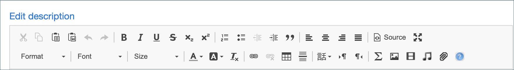 Screenshot: text editor bar